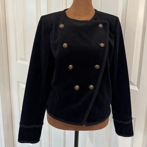 Tommy Hilfiger Black Double-Breasted Velvet Blazer